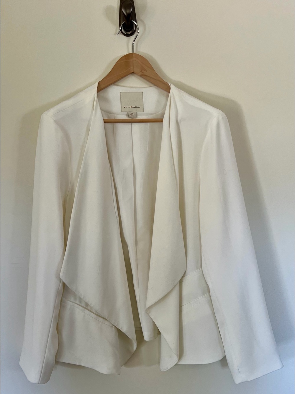 Drape-Front White Women's Ivory Blazer Jacket